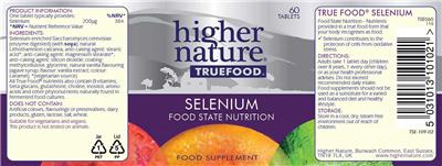 Photo of the Higher Nature True Food Selenium label
