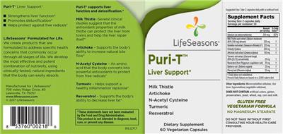 Photo of the LifeSeasons Puri-T label