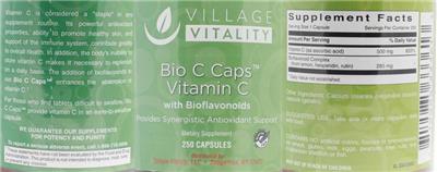 Photo of the Village Vitality Bio C Caps Vitamin C label