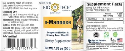 Photo of the Bio-Tech Pharmacal D-Mannose label