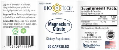 Photo of the Bio-Tech Pharmacal Magnesium Citrate label