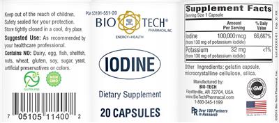 Photo of the Bio-Tech Pharmacal Iodine label