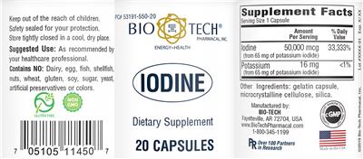 Photo of the Bio-Tech Pharmacal Iodine label