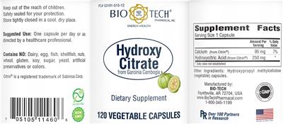 Photo of the Bio-Tech Pharmacal Hydroxy Citrate label