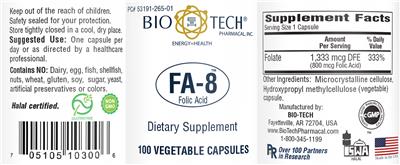 Photo of the Bio-Tech Pharmacal FA-8 label
