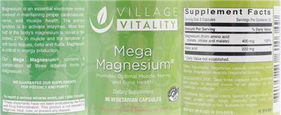 Photo of the Village Vitality Mega Magnesium label