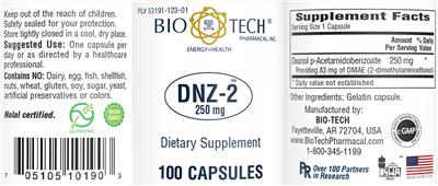 Photo of the Bio-Tech Pharmacal DNZ-2 250 mg label