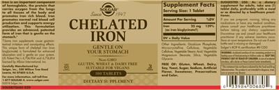 Chelated Iron のラベル画像（NIH DSLD）