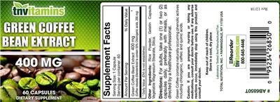 Photo of the tnvitamins Green Coffee Bean Extract 400 mg label