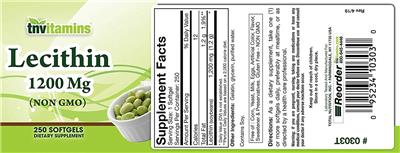 Photo of the tnvitamins Lecithin 1200 mg label