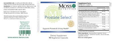 Photo of the Moss Nutrition Prostate Select label