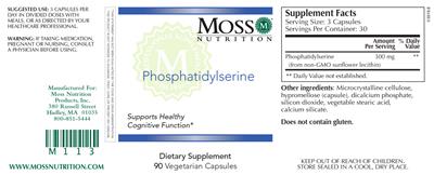 Photo of the Moss Nutrition Phosphatidylserine label