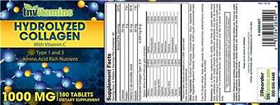 Photo of the tnvitamins Hydrolyzed Collagen 1000 mg label