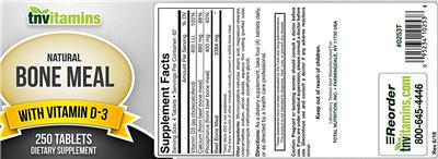Photo of the tnvitamins Natural Bone Meal label