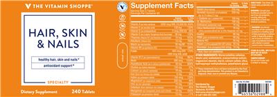 Photo of the The Vitamin Shoppe Hair, Skin and Nails label