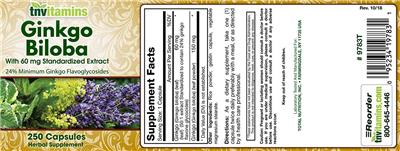 Photo of the tnvitamins Ginkgo Biloba 60 mg label