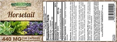 Photo of the tnvitamins Horsetail 440 mg label