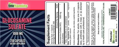 Photo of the tnvitamins Glucosamine Sulfate 1000 mg label