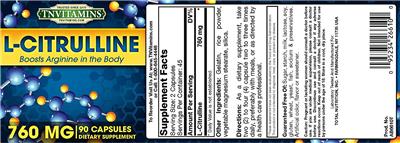 Photo of the tnvitamins L-Citrulline 760 mg label