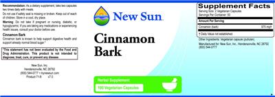 Photo of the New Sun Cinnamon Bark label