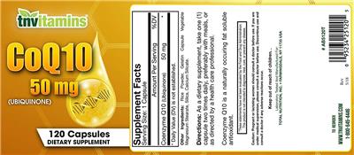 Photo of the tnvitamins CoQ10 50 mg label