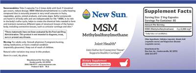 Photo of the New Sun MSM label