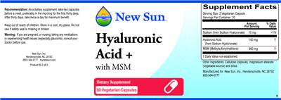 Photo of the New Sun Hyaluronic Acid + label