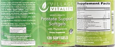 Photo of the Village Vitality Prostate Support Softgels label