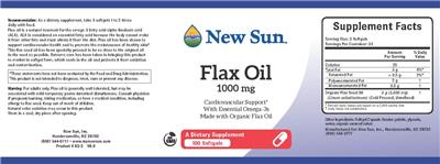 Photo of the New Sun Flax Oil 1000 mg label