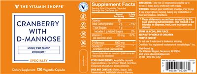 Photo of the The Vitamin Shoppe Cranberry with D-Mannose label