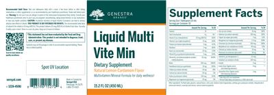 Photo of the Genestra Brands Liquid Multi Vite Min Natural Lemon-Cardamom Flavor label