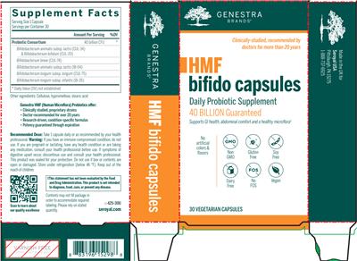 Photo of the Genestra Brands HMF Bifido Capsules label