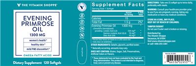 Photo of the The Vitamin Shoppe Evening Primrose Oil 1300 mg label