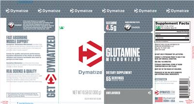 Photo of the Dymatize Glutamine Micronized Unflavored label