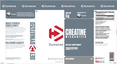 Photo of the Dymatize Creatine Micronized Unflavored label