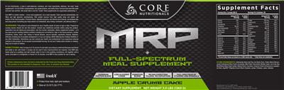 Photo of the Core Nutritionals MRP Apple Crumb Cake label