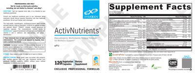 Photo of the XYMOGEN ActivNutrients label