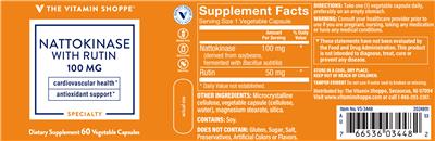Photo of the The Vitamin Shoppe Nattokinase with Rutin 100 mg label
