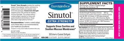 Photo of the EuroMedica Sinutol Extra Strength label