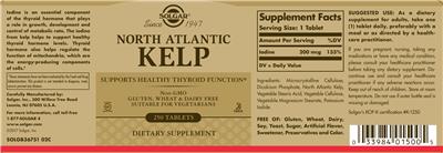 Photo of the Solgar North Atlantic Kelp label