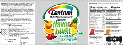 Photo of the Centrum Centrum Flavor Burst Tropical Fruit label