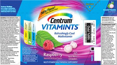 Photo of the Centrum Centrum VitaMints Raspberry label