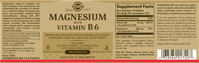 Magnesium with Vitamin B6 のラベル画像（NIH DSLD）
