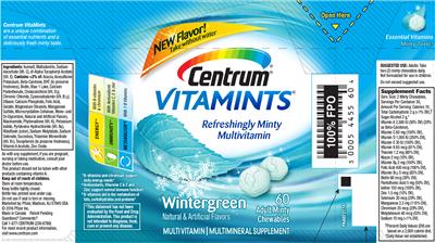 Photo of the Centrum Centrum VitaMints Wintergreen label