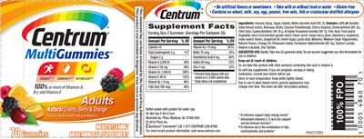 Photo of the Centrum Centrum MultiGummies Adults Natural Cherry, Berry & Orange label