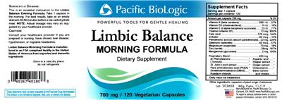 Photo of the Pacific BioLogic Limbic Balance Morning Formula label
