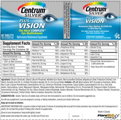 Photo of the Centrum Centrum Silver Plus Vision label