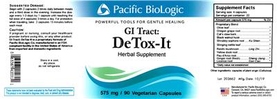 Photo of the Pacific BioLogic GI Tract: DeTox-It label