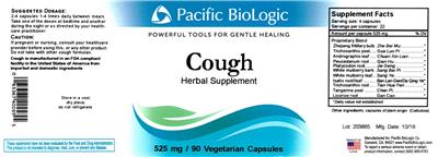 Photo of the Pacific BioLogic Cough label