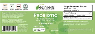 Photo of the EZ Melts Probiotic 5 Billion CFU Sweet Cherry label